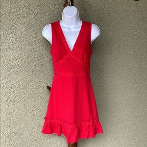 No.017 Miami Red Sleeveless V-Neck Mini Sundress size small